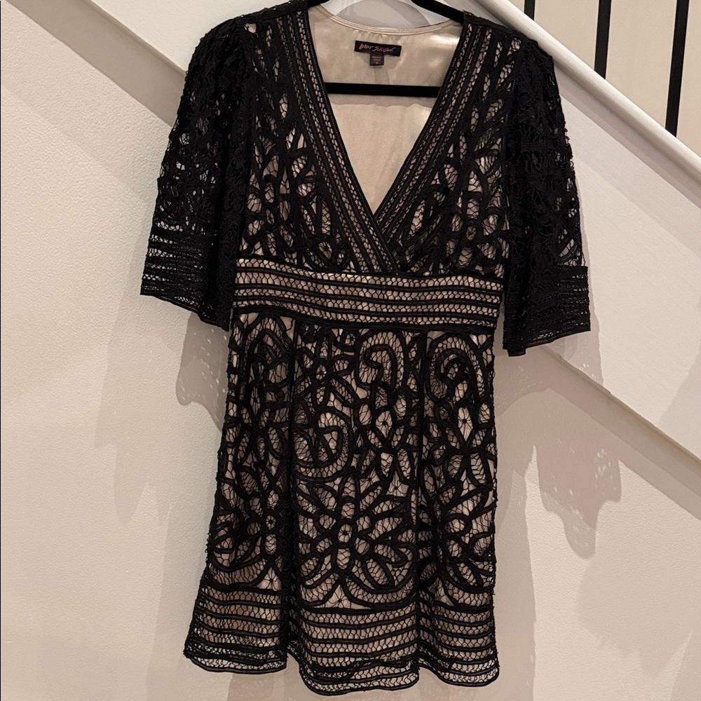 Betsey Johnson Black Lace V-Neck Blouse